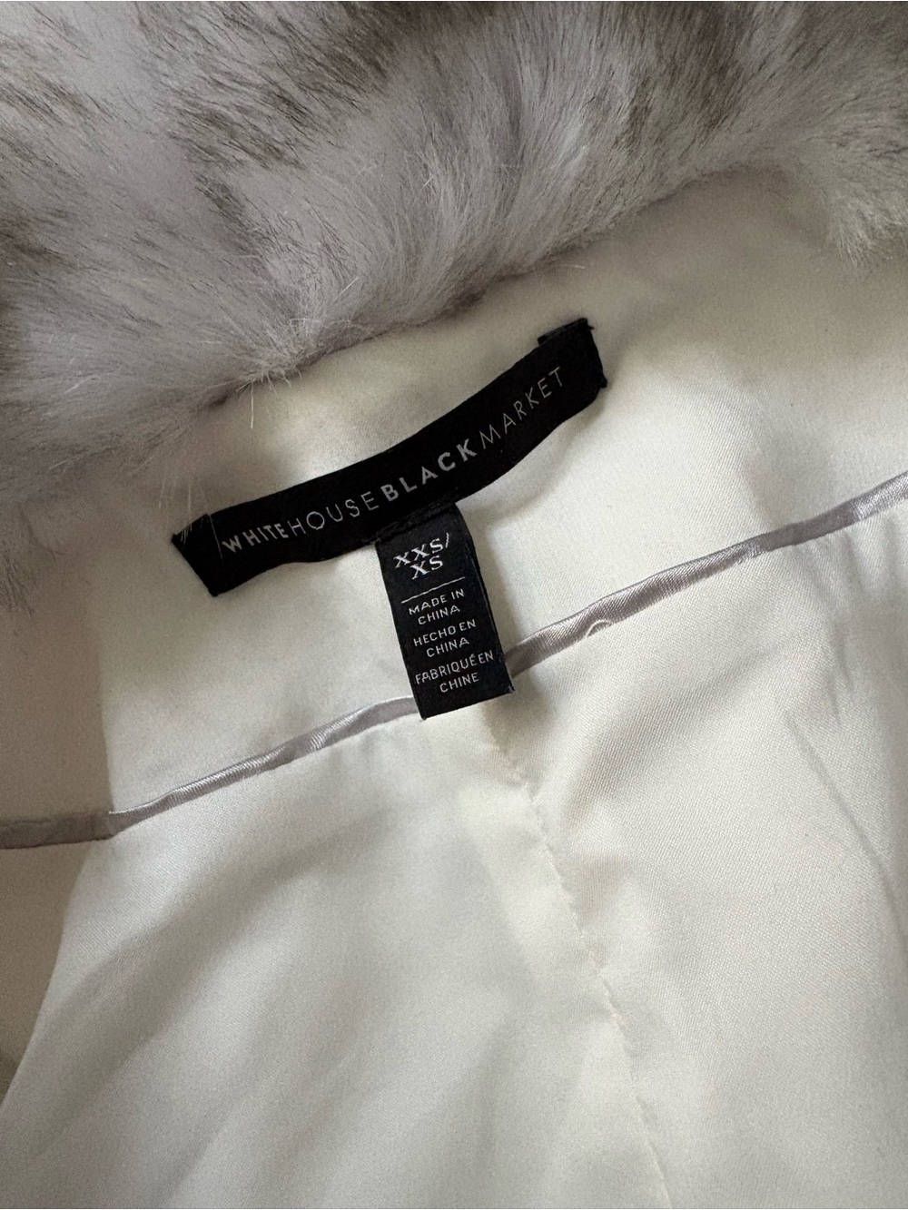 White House Black Market White Vest with Gray Faux Fur Collar - Picture 2 of 5